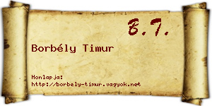 Borbély Timur névjegykártya